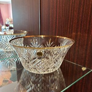 Gorgeous Vintage Cristal de Flandre France Gold Rim Crystal Bowl 8.88" Diameter